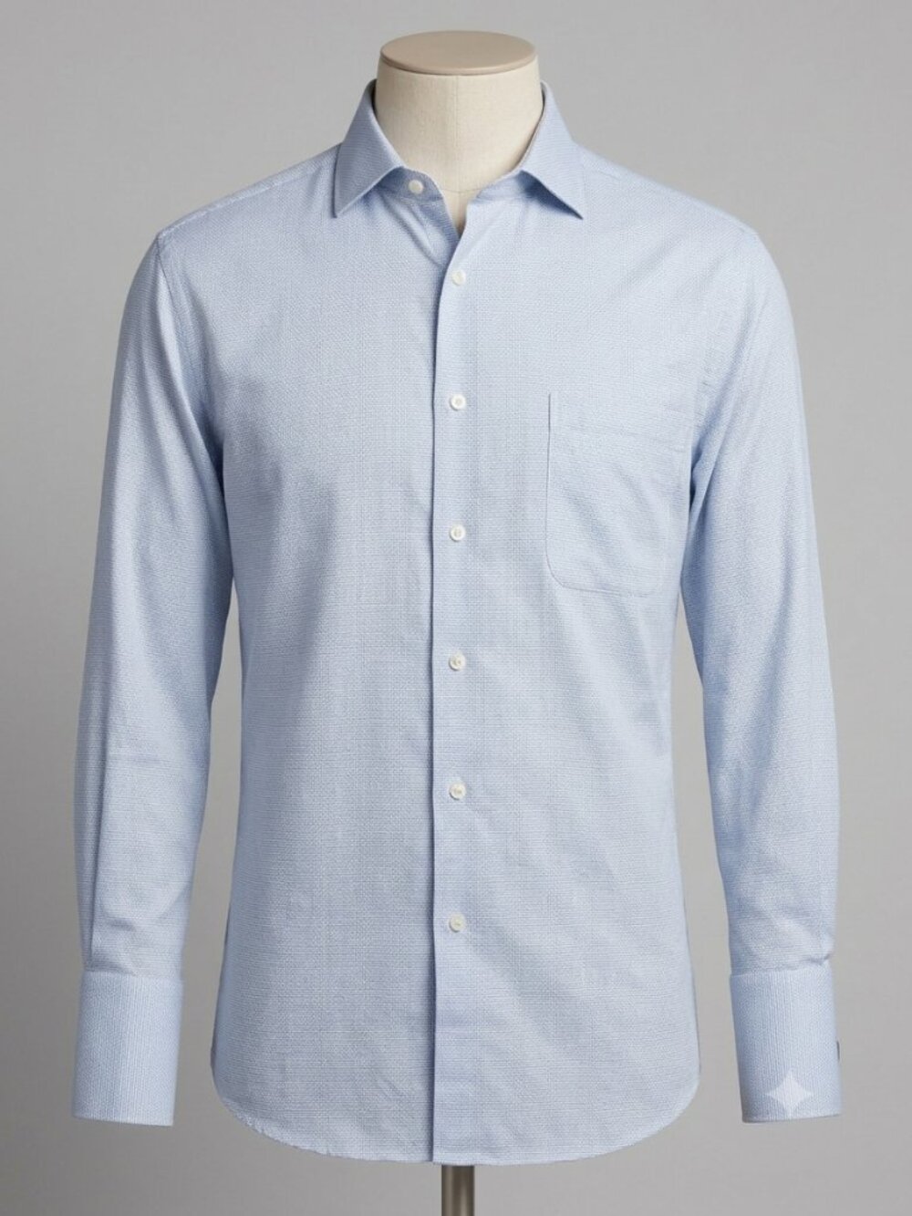 Zanzara Size 17 34/35 Light Blue Patterned Dress Shirt